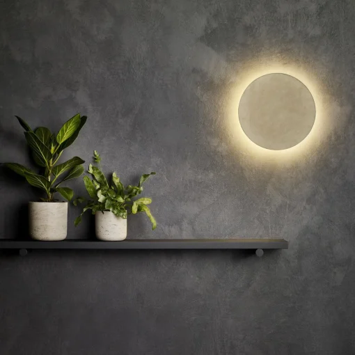 Store Applique D'extérieur Eclipse Round Led Pierre- O 30 Cm - Unisexe Luminaires De Salle De Bains