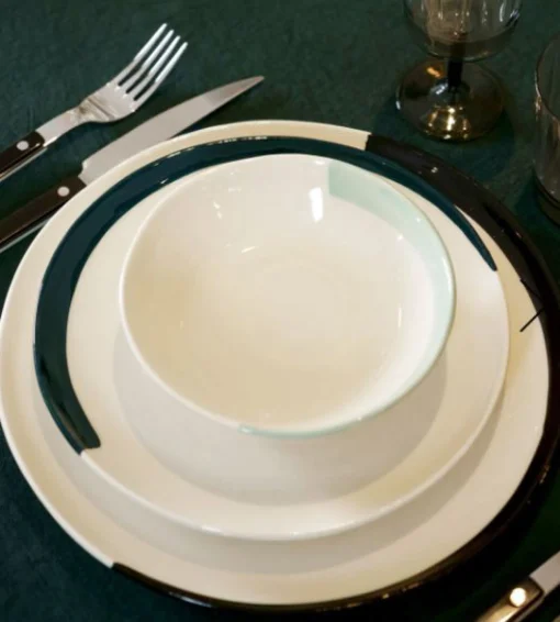 Fashion Assiette A Dessert Esquisse Ceramique Bleu / O 23 Cm - Unisexe Assiettes