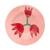 Hot Assiette Tulip Ceramique Rose Rouge / O 26 Cm - Peint A La Main - Unisexe Assiettes