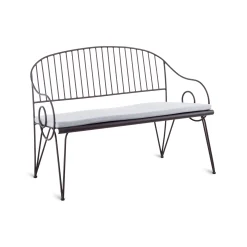Hot Banc Avec Dossier Ariete Metal;Tissu Blanc / L 127 Cm - Fer / Coussin D'Assise - Unisexe Bancs De Jardin