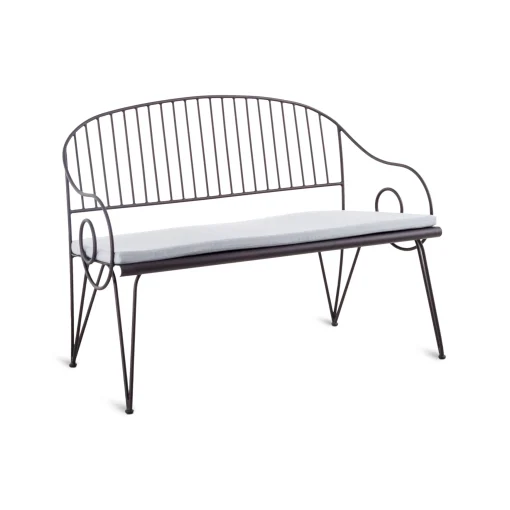 Hot Banc Avec Dossier Ariete Metal;Tissu Blanc / L 127 Cm - Fer / Coussin D'Assise - Unisexe Bancs De Jardin