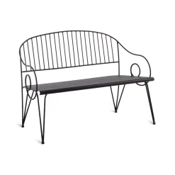 Hot Banc Avec Dossier Ariete Metal;Tissu Blanc / L 127 Cm - Fer / Coussin D'Assise - Unisexe Bancs De Jardin