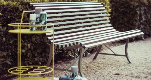 Outlet Banc Avec Dossier Louisiane Metal Vert Gris / L 150 Cm - Metal - Unisexe Bancs De Jardin
