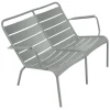 New Banc Avec Dossier Luxembourg Duo Metal Gris / 2 Places - L 119 Cm - Unisexe Bancs De Jardin