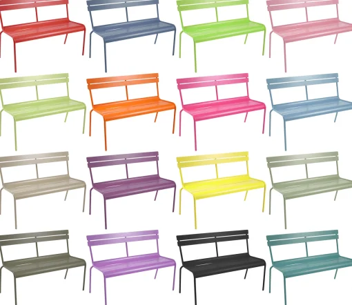 Store Banc Avec Dossier Luxembourg Metal Marron Beige / 2-3 Places - L 118 Cm - Aluminium - Unisexe Bancs De Jardin