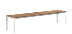 Best Banc Be-Easy Metal Blanc Bois Naturel / Teck - 180 X 40 Cm - Unisexe Bancs De Jardin