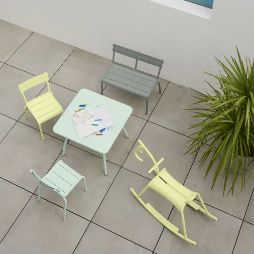 New Banc Enfant Luxembourg Kid Metal Gris / Aluminium - Unisexe Bancs De Jardin