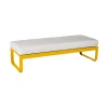 Clearance Banc Rembourre Bellevie Metal Tissu Blanc / Table Basse (Coussin Amovible) - L 148 Cm / Blanc Grise - Unisexe Bancs De Jardin