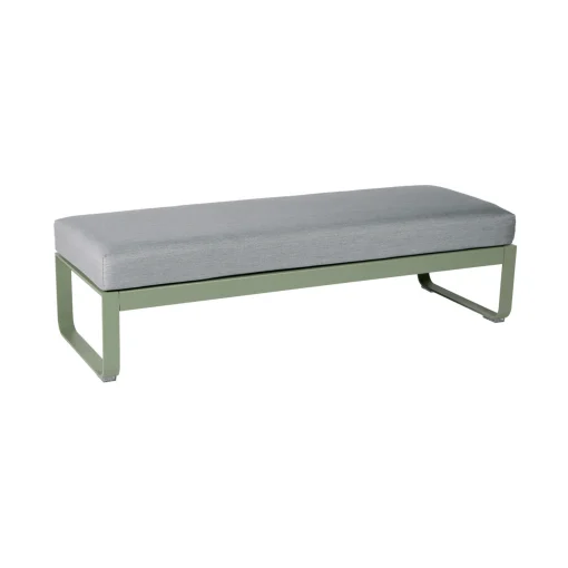 Fashion Banc Rembourre Bellevie Tissu Gris / Table Basse (Coussin Amovible) - L 148 Cm / Gris Flanelle - Unisexe Bancs De Jardin