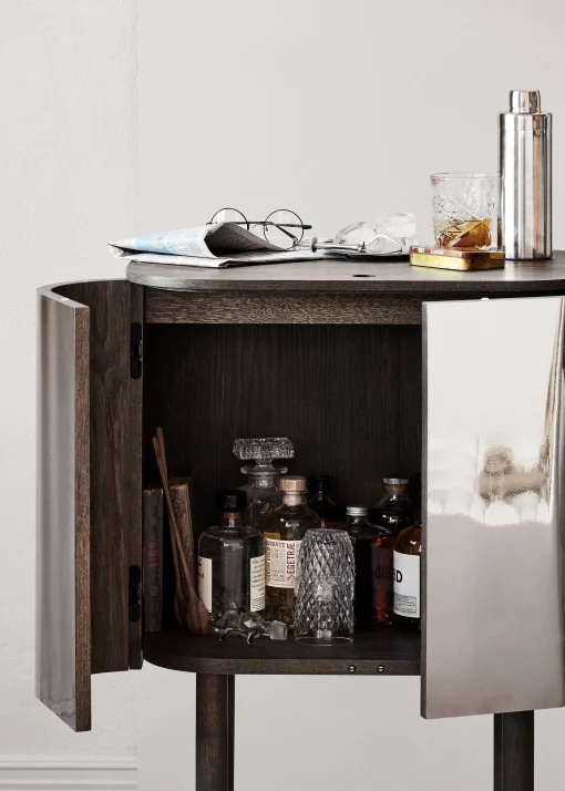 Cheap Bar Loud Miroir Bois Naturel / Roulettes - 60 X 39 X H 99 Cm - Unisexe Compléments D'Ameublement