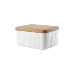 Shop Beurrier Legio Nova Ceramique Blanc Bois Naturel / Couvercle Chene - 12 X 10 Cm - Unisexe Boîtes Et Conservation