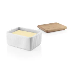 Shop Beurrier Legio Nova Ceramique Blanc Bois Naturel / Couvercle Chene - 12 X 10 Cm - Unisexe Boîtes Et Conservation