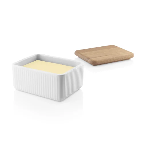 Shop Beurrier Legio Nova Ceramique Blanc Bois Naturel / Couvercle Chene - 12 X 10 Cm - Unisexe Boîtes Et Conservation