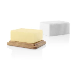 Shop Beurrier Legio Nova Ceramique Blanc Bois Naturel / Couvercle Chene - 12 X 10 Cm - Unisexe Boîtes Et Conservation