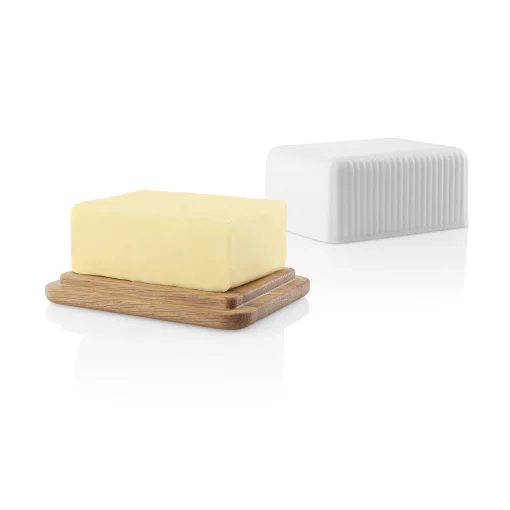 Shop Beurrier Legio Nova Ceramique Blanc Bois Naturel / Couvercle Chene - 12 X 10 Cm - Unisexe Boîtes Et Conservation