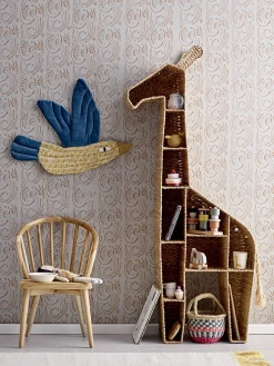 Discount Bibliotheque Girafe Fibre Vegetale Beige Bois/ A Poser - L 46 X H 148 Cm - Unisexe Mobilier Kids