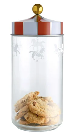 Hot Bocal Hermetique Circus Metal Verre Blanc Rouge Transparent / 150 Cl - Verre & Metal - Unisexe Boîtes Et Conservation