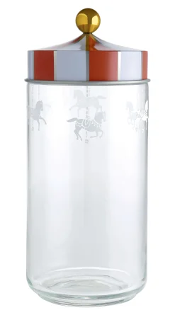 Hot Bocal Hermetique Circus Metal Verre Blanc Rouge Transparent / 150 Cl - Verre & Metal - Unisexe Boîtes Et Conservation