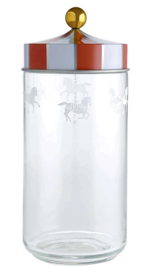 Hot Bocal Hermetique Circus Metal Verre Blanc Rouge Transparent / 150 Cl - Verre & Metal - Unisexe Boîtes Et Conservation