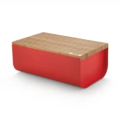 Shop Boite A Pain Mattina Metal Bois Rouge / Acier & Bambou - 34 X 21 Cm - Unisexe Boîtes Et Conservation