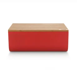 Shop Boite A Pain Mattina Metal Bois Rouge / Acier & Bambou - 34 X 21 Cm - Unisexe Boîtes Et Conservation
