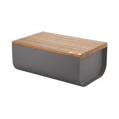 Clearance Boite A Pain Mattina Metal Bois Gris / Acier & Bambou - 34 X 21 Cm - Unisexe Boîtes Et Conservation