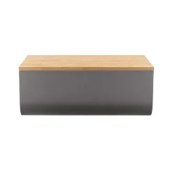 Clearance Boite A Pain Mattina Metal Bois Gris / Acier & Bambou - 34 X 21 Cm - Unisexe Boîtes Et Conservation