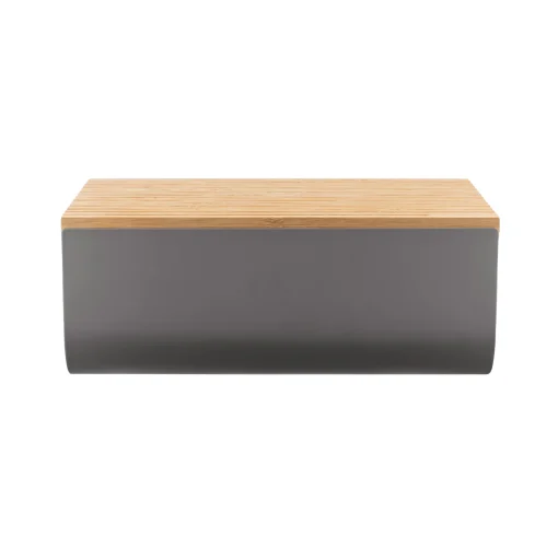 Clearance Boite A Pain Mattina Metal Bois Gris / Acier & Bambou - 34 X 21 Cm - Unisexe Boîtes Et Conservation