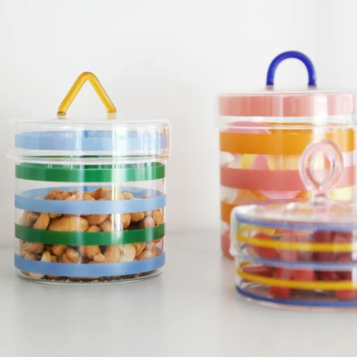 Online Boite Stripy Verre Multicolore / O 10 X H 15 Cm - Unisexe Boîtes Et Conservation