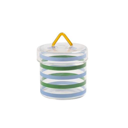 New Boite Stripy Verre Multicolore / O 10 X H 13 Cm - Unisexe Boîtes Et Conservation