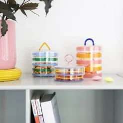 New Boite Stripy Verre Multicolore / O 10 X H 13 Cm - Unisexe Boîtes Et Conservation