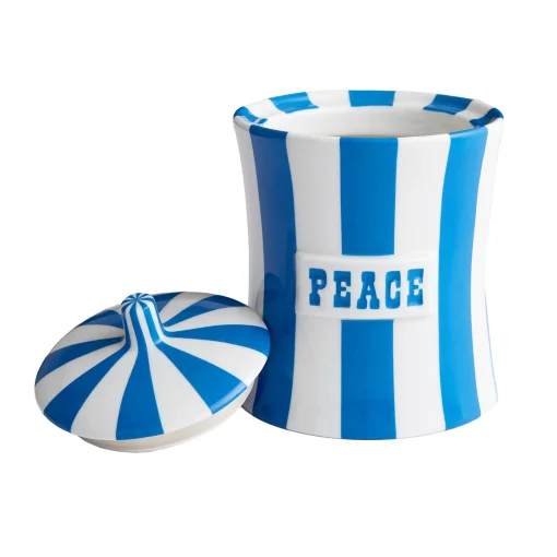 Fashion Boite Vice - Peace Ceramique Bleu / Porcelaine - O 13 X H 17 Cm - Unisexe Boîtes Et Conservation