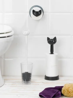 Fashion Brosse Wc Miaou Plastique Noir - Unisexe Accessoires Salle De Bains