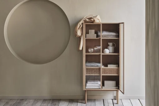 Discount Buffet Haut Cana High Fibre Vegetale Bois Naturel / L 82 X H 172 Cm - Cannage Rotin - Unisexe Commodes Buffets Armoires