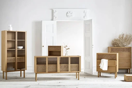 Discount Buffet Haut Cana High Fibre Vegetale Bois Naturel / L 82 X H 172 Cm - Cannage Rotin - Unisexe Commodes Buffets Armoires
