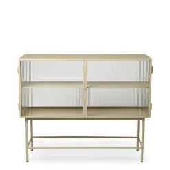 Hot Buffet Haze Metal Verre Beige / L 110 X H 90 Cm / 2 Portes Verre Cannele - Unisexe Commodes Buffets Armoires