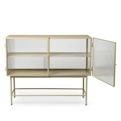 Hot Buffet Haze Metal Verre Beige / L 110 X H 90 Cm / 2 Portes Verre Cannele - Unisexe Commodes Buffets Armoires
