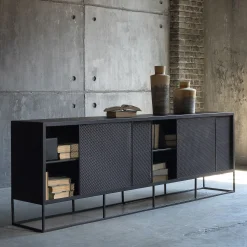 Sale Buffet Isotta Metal Noir / L 182 X H 80 Cm - Perfore - Unisexe Commodes Buffets Armoires