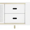 Fashion Buffet Kabino Metal Blanc Bois Naturel / Meuble Tv - L 162 Cm - Tiroirs - Unisexe Meubles Tv