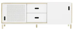 Fashion Buffet Kabino Metal Blanc Bois Naturel / Meuble Tv - L 162 Cm - Tiroirs - Unisexe Meubles Tv