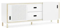 Fashion Buffet Kabino Metal Blanc Bois Naturel / Meuble Tv - L 162 Cm - Tiroirs - Unisexe Meubles Tv