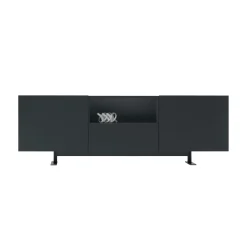 Clearance Buffet Luxor Metal Bois Noir / 2 Portes, Niche Ouverte & Tiroir - L 270 X H 90 Cm - Unisexe Commodes Buffets Armoires