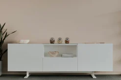 Clearance Buffet Luxor Metal Bois Noir / 2 Portes, Niche Ouverte & Tiroir - L 270 X H 90 Cm - Unisexe Commodes Buffets Armoires