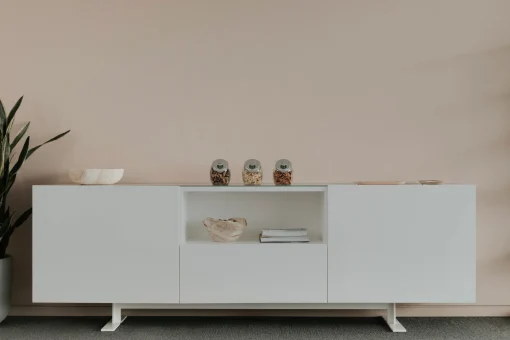 Clearance Buffet Luxor Metal Bois Noir / 2 Portes, Niche Ouverte & Tiroir - L 270 X H 90 Cm - Unisexe Commodes Buffets Armoires