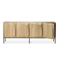 Best Sale Buffet Stairs Bois Naturel / Chene Massif - L 200 Cm / 4 Portes - Unisexe Commodes Buffets Armoires