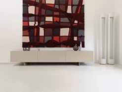 Clearance Buffet Uni Metal Bois Rouge Violet / 3 Portes - L 270 X H 67 Cm - Unisexe Commodes Buffets Armoires