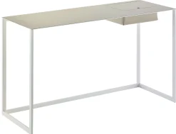 Cheap Bureau Calamo Cuir Blanc Gris / Console - Cuir Sellier - L 130 Cm - Unisexe Consoles