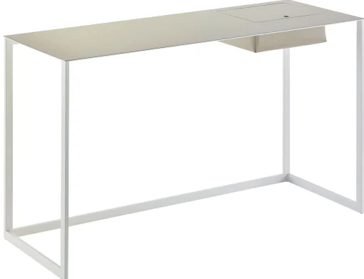 Cheap Bureau Calamo Cuir Blanc Gris / Console - Cuir Sellier - L 130 Cm - Unisexe Consoles