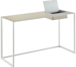 Cheap Bureau Calamo Cuir Blanc Gris / Console - Cuir Sellier - L 130 Cm - Unisexe Consoles