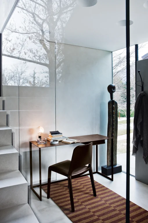 Outlet Bureau Calamo Cuir Marron / Console - Cuir Sellier - L 130 Cm - Unisexe Consoles